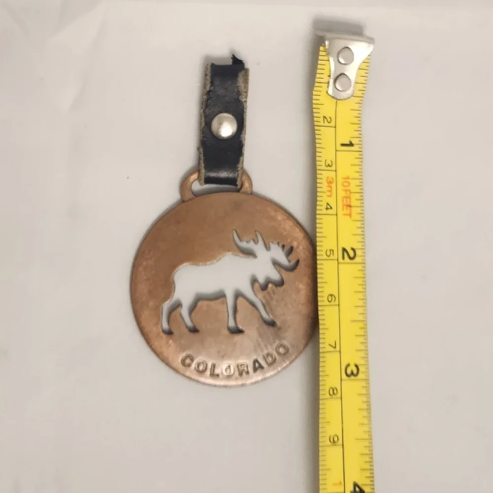 3” Copper Moose Colorado Leather Strap Keychain